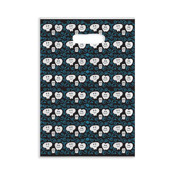 Scatter Print Bags 3 Teeth Black 2 Sided Print Clear 100/Bx