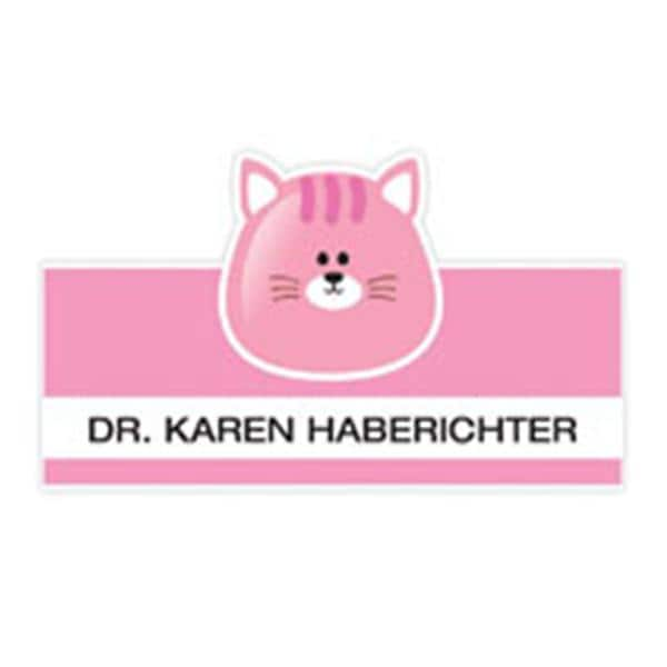 Name Badge Cat Full Color Acrylic Plastic 3 in x 2.75 in Ea