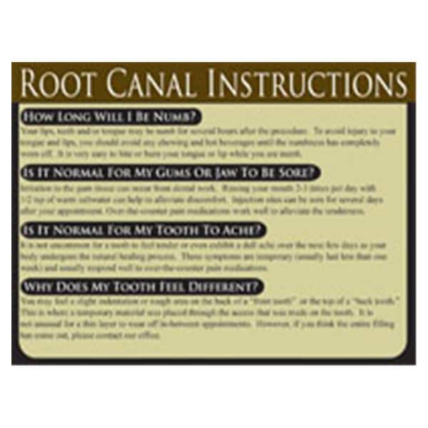 Dental Care Cards Refill Package Root Canal 8.5 in x 13.5 in 100/Pk