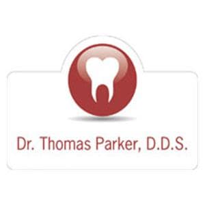 Name Badge Tooth Full Color Red Plastic Ea