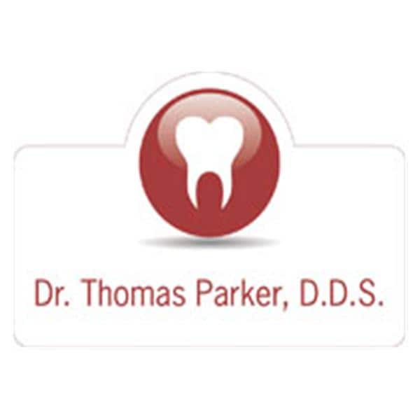 Name Badge Tooth Full Color Red Plastic Ea