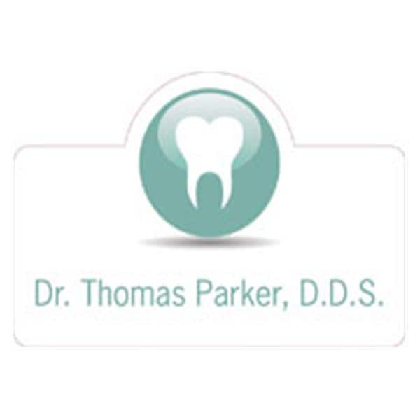 Name Badge Tooth Full Color Teal Plastic Ea