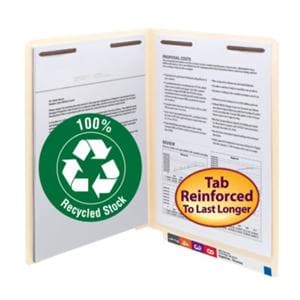 Manila Folder 8.5"x11" End Tab 100% Recycled Fasteners 1&3 50/Bx