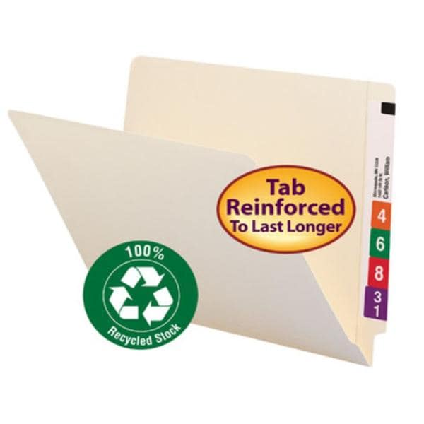 Folder End Tab 100% Recycled No Fastener 8.5"x11" 100/Bx