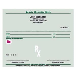 Premium Security Prescription Pads 1Pt Hrzntl Grn W/ Tmprtr-Snstv mprntng 10/Bx