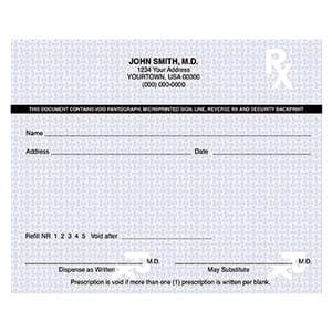 High-Security Prescription Pads 1-Part Horizontal With "VOID" mark 10/Bx