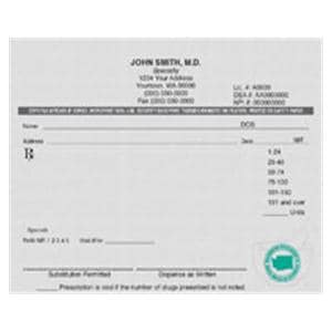 Prescription Pads Washington 1-Part Horizontal 10/Bx