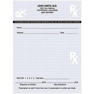 High-Security Prescription Pads 1-Part Vertical With "VOID" mark 10/Bx