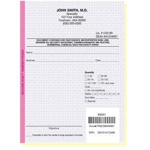 Prescription Pads California 2-Part Vertical Imprinted 8/Bx