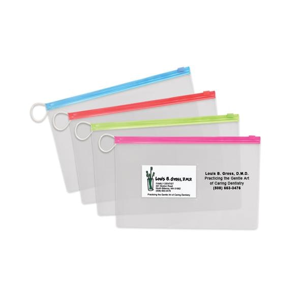 Zip Close Pouch Imprinted 10 in x 6 in Clear with Assorted Trim 144/Pk