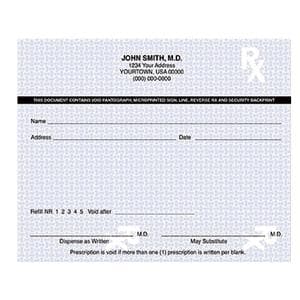 High-Security Prescription Pads 2-Part Horizontal White With "VOID" mark 10/Bx