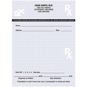 High-Security Prescription Pads 2-Part Vertical White With "VOID" mark 10/Bx
