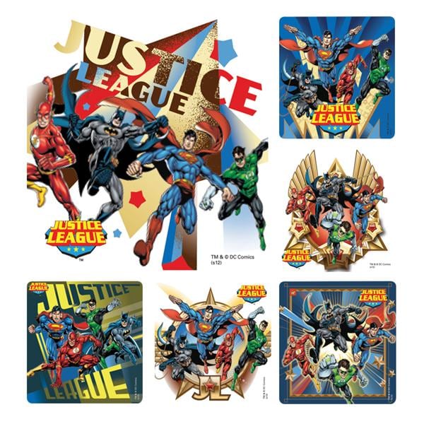 Stickers Justice League White Assorted 100/Rl