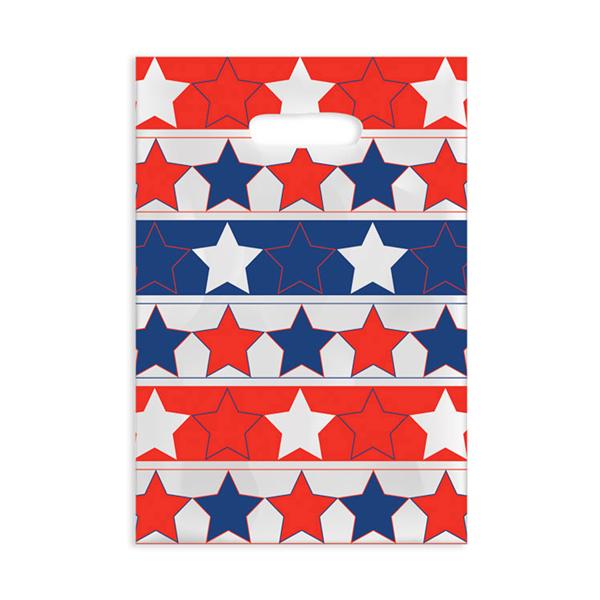 Scatter Print Bags Stars and Stripes 2 Sided Print Clear 100/Bx