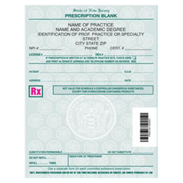 Optometrist TPS Certified Prescription Paper New Jersey Vertical 2000/Bx