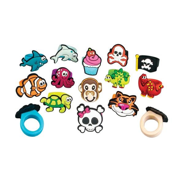 Rings Animals Assorted Styles Rubber 1 in 72/Pk