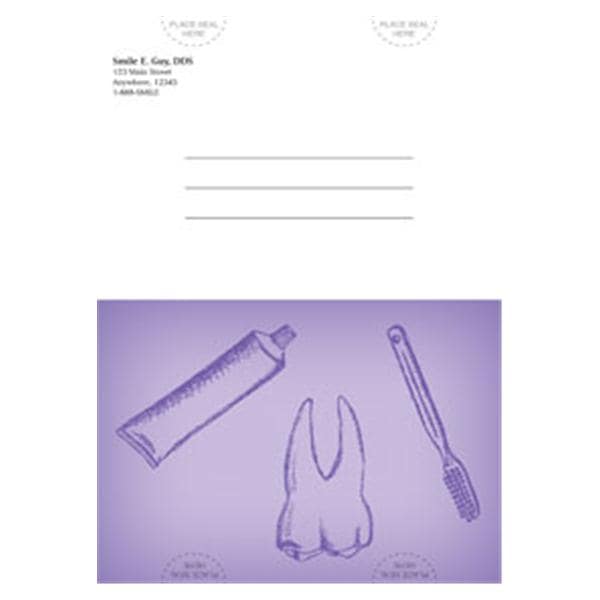 Imprinted Recall Cards Purple Dental Images 6 in x 4 in 250/Bx