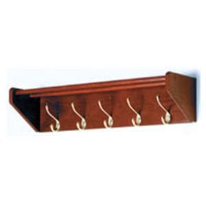 Hat & Coat Rack Mahogany With 5 Brass Hooks Ea