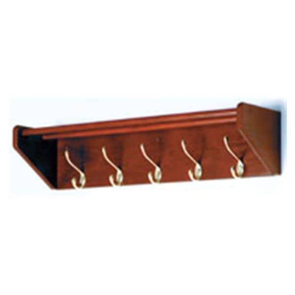 Hat & Coat Rack Mahogany With 5 Brass Hooks Ea