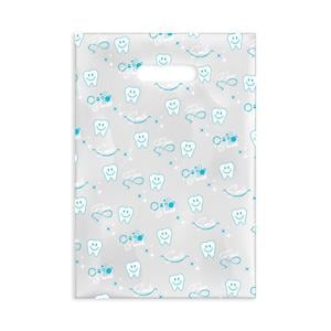 Scatter Print Bags Smile Floss Brush 2 Sided Print Clear 100/Bx
