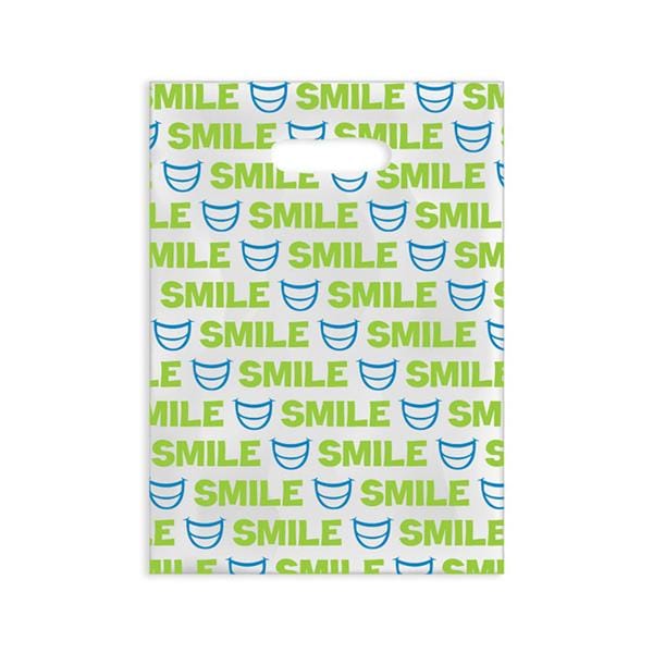 Scatter Print Bags Green Smiles 2 Sided Print Clear 7 in x 10 in 100/Bx