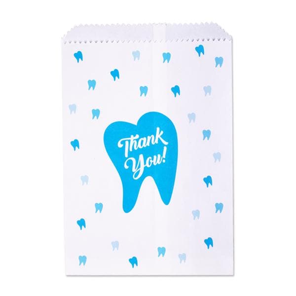 Scatter Print Bags Thank You Tooth 1-Sided White 100/Pk