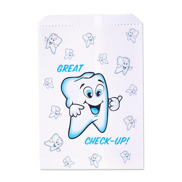 Scatter Print Bags Great Checkup! 1-Sided White 7.5 in x 10 in 100/Pk