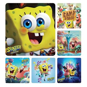 Stickers 2.5 in x 2.5 in Spongebob Assorted 100/Rl