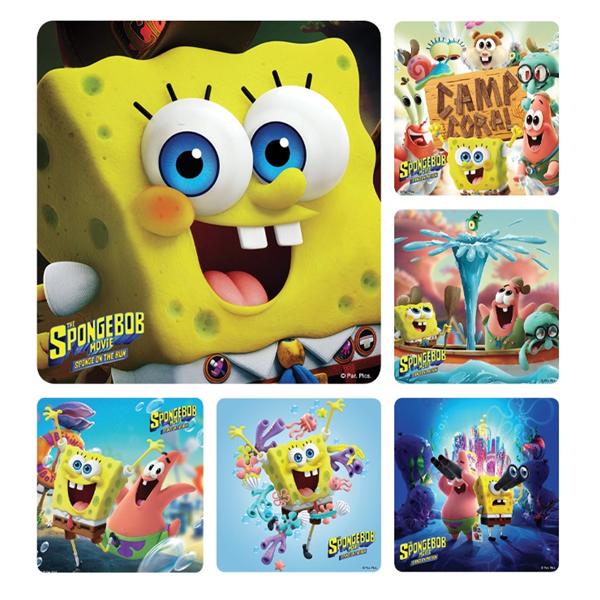 Stickers 2.5 in x 2.5 in Spongebob Assorted 100/Rl