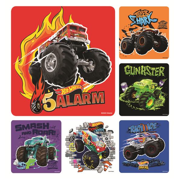 Mattel Stickers 2.5 in x 2.5 in Hot Wheels Monster Truck Assorted 100/Rl