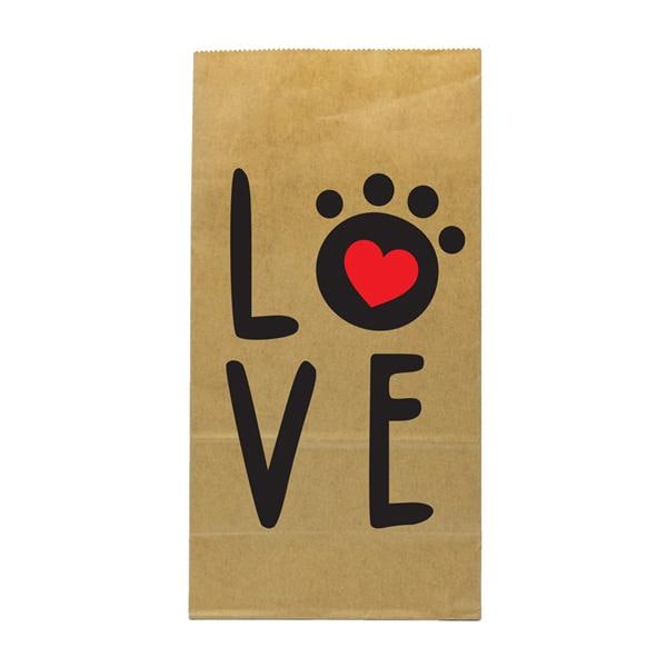 Fully Biodegradable & Recyclable Bags Paper Paw Print Love 100/Pk