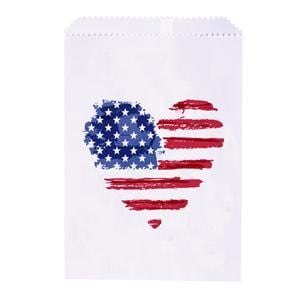 1 Sided Bags Patriotic Heart Red / White / Blue 100/Pk