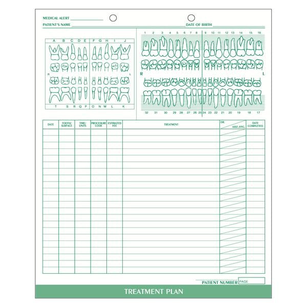 Clinical Record Treatment Forms 8.5 in x 11 in White Chart 100/Pk