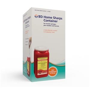 Sharps Container 1.4qt Red/Clear 4x4x8" Vertical Entry Lid Plastic 12/Ca