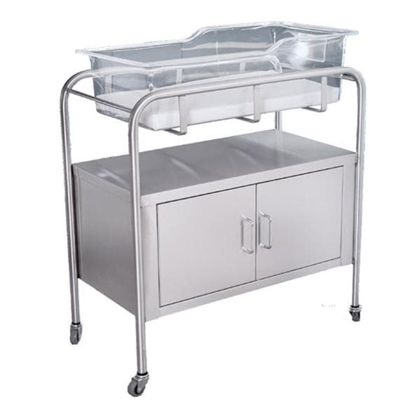 Bassinet Stand Stainless Steel Gray/Clear With Basket/Mattress Pad Ea