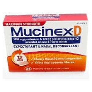 Mucinex D Tablets 1200/120mg Maximum Strength 24/Bx, 24 BX/CA