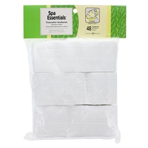 SpaEssentials Spa Headband White One Size Disposable 48/Pk