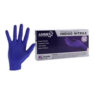 Ammex Nitrile Exam Gloves X-Large Indigo Non-Sterile, 10 BX/CA