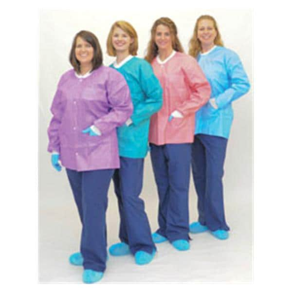 MedFlex Premium Lab Jacket Cotton Like Fabric Medium Pink 10/Pk