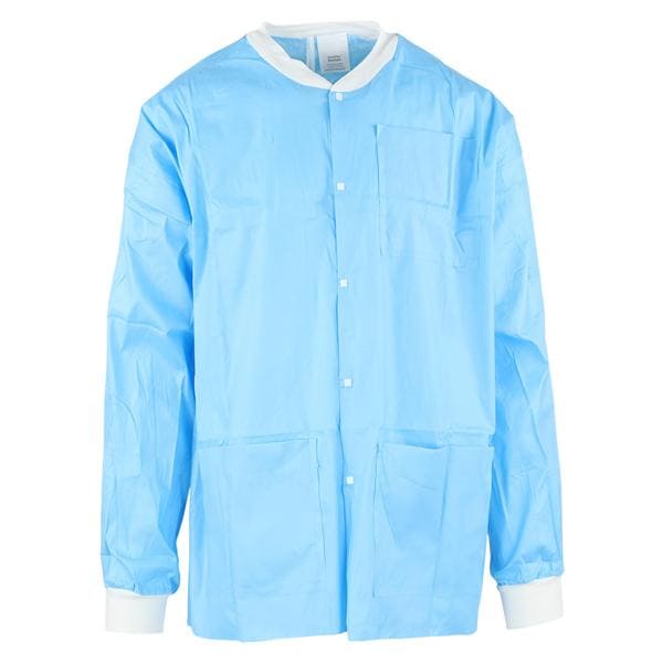 MedFlex Premium Lab Jacket Cotton Like Fabric Small Light Blue 10/Pk