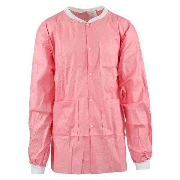 MedFlex Premium Lab Jacket Cotton Like Fabric Large Pink 10/Pk