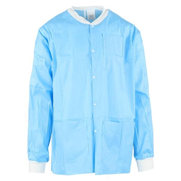 MedFlex Premium Lab Jacket Cotton Like Fabric Large Light Blue 10/Pk, 5 PK/CA