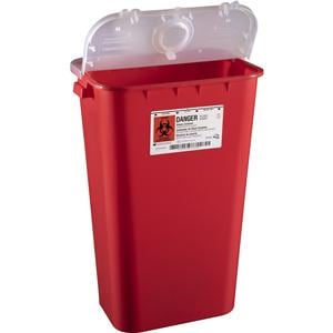 Sentinel Sharps Container 11gal Red 16-1/2x11-13/16x22-1/2" Rnd Opn Plstc 6/CA