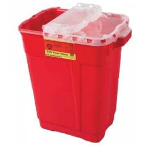 Sharps Container 9gal Red/Clear 11-3/4x17-3/4x18-1/2" Hinge Lid Plastic Ea