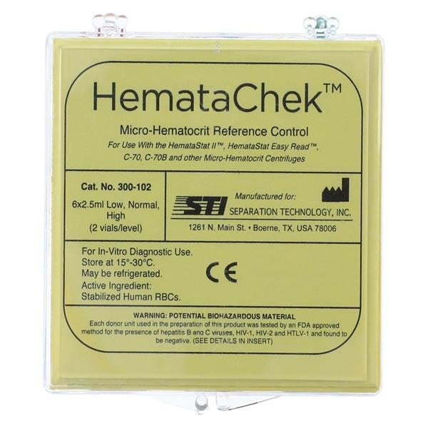 HemataCHEK Hematocrit Low/Normal/High Control 6x2.5mL f/ HmSt 2 Anlyzr 6/Vl