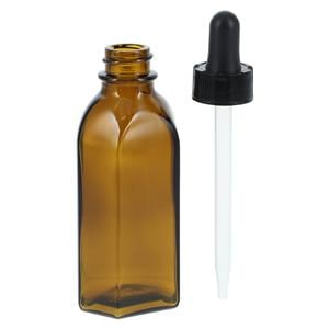 Qorpak Bottle Polypropylene/ Plastic Dropper Assembly Amber 2oz Ea