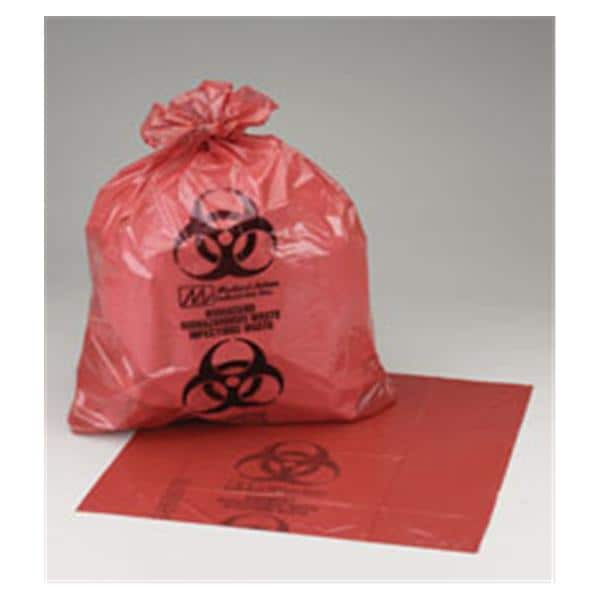 Biohazard Bag 1-1/2mil 41x31" Red/Black LLDPE 250/CA