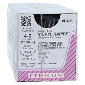 Vicryl Rapide Suture 4-0 27" Polyglactin 910 Braid PS-2 Undyed 12/Bx
