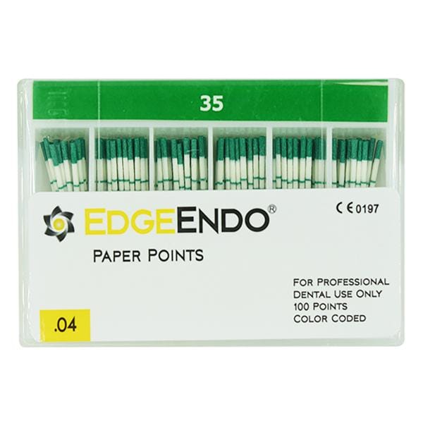 EdgeEndo Paper Points Size #35 .04 Green 100/Pk