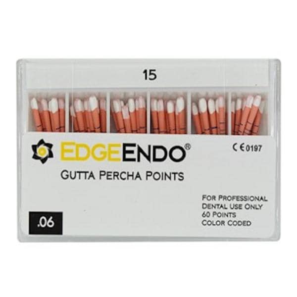 EdgeEndo Gutta Percha Points Size #15 White 60/Pk